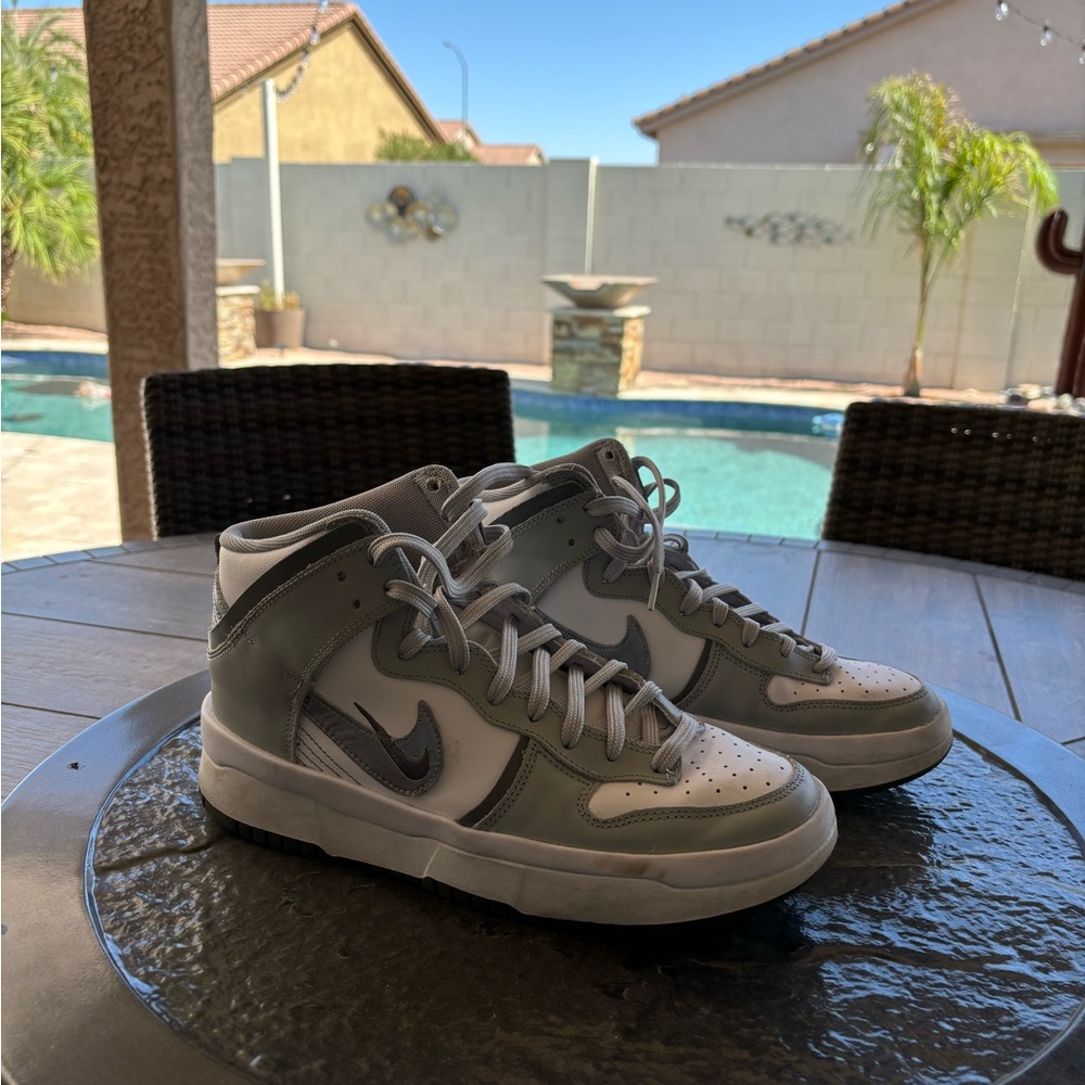 Nike Gray and White High-Top Sneakers